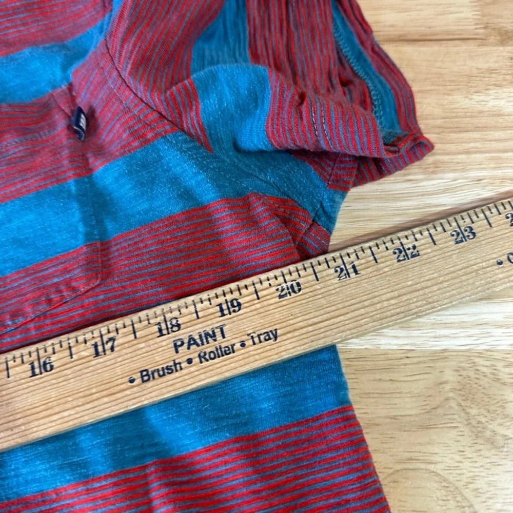 North Face Red Blue Striped Polo Shirt Golf Casual Short Sleeve Men Medium